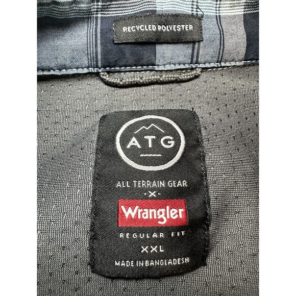 Wrangler ATG All Terrain Gear Utility Long Sleeve Blue‎ Plaid Shirt Men's XXL - Picture 8 of 12